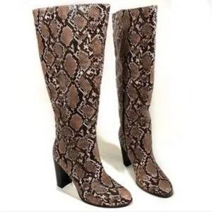 Snakeskin Pattern Knee-High Boots